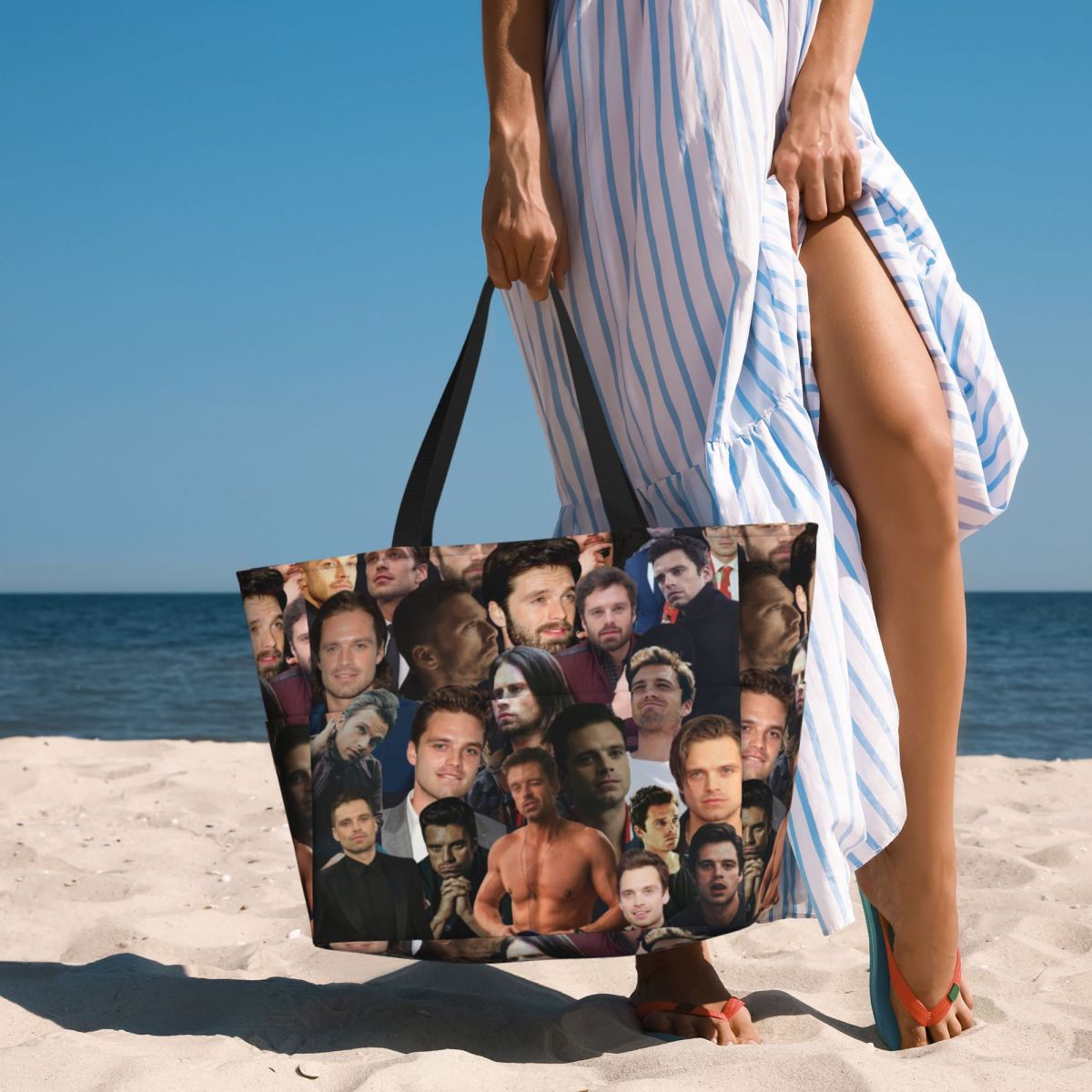 Yoga Fitness Gym Photos - Sebastian Stan Photo Collage Beach Tote