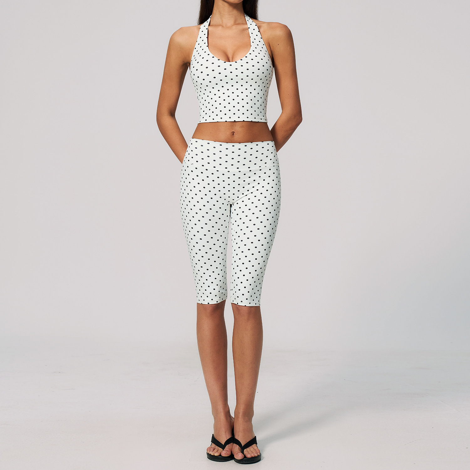 Yoga Fitness Fit Club - STYLISH LADY Polka Dot Halter Crop