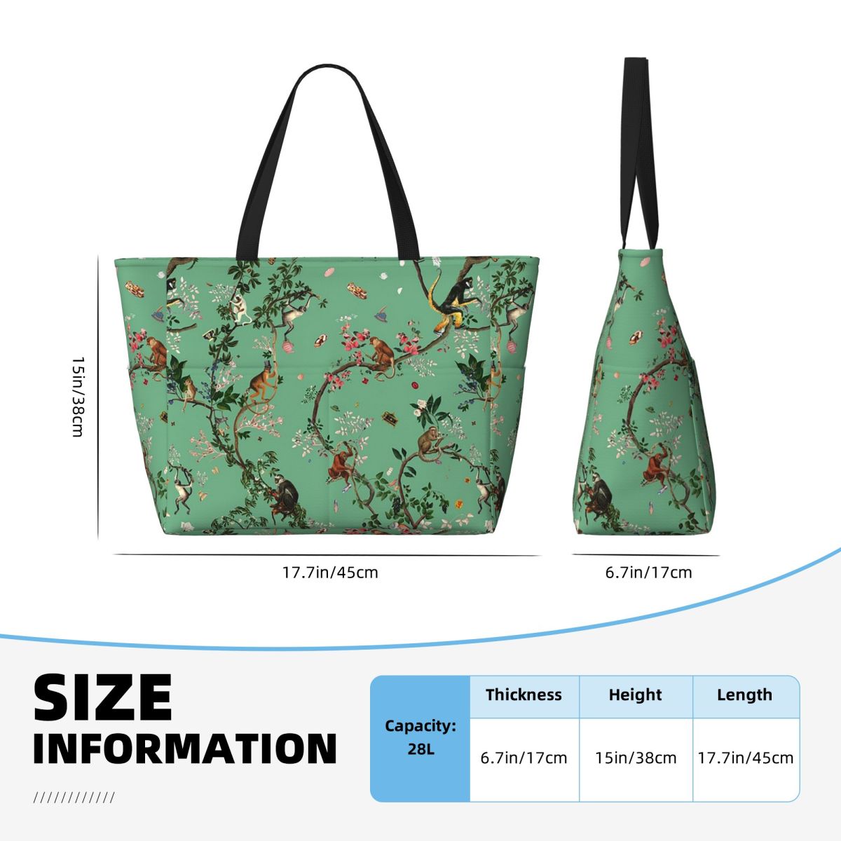 Monkey World Green Beach Tote  - đánh giá và giá Yoga Fitness World
