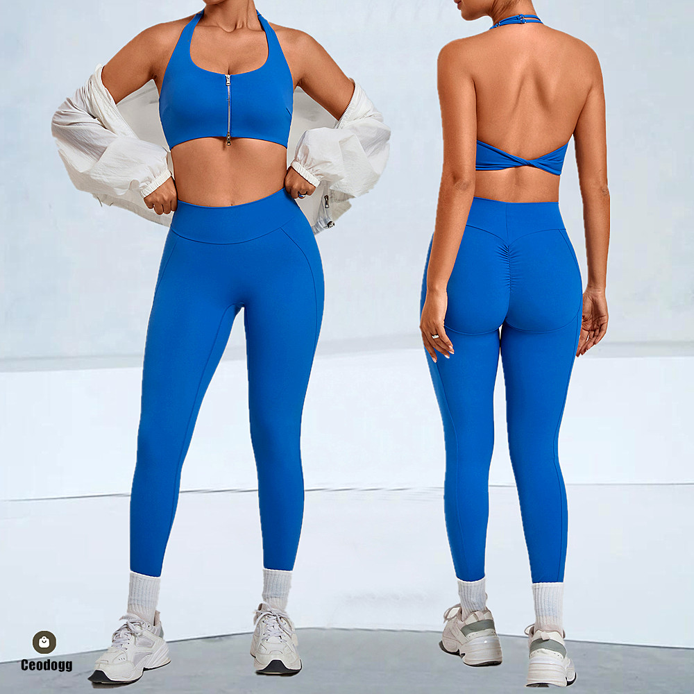 Pad 2PCS Women Double Zip Halt - đánh giá và giá Yoga Fitness Power Yoga