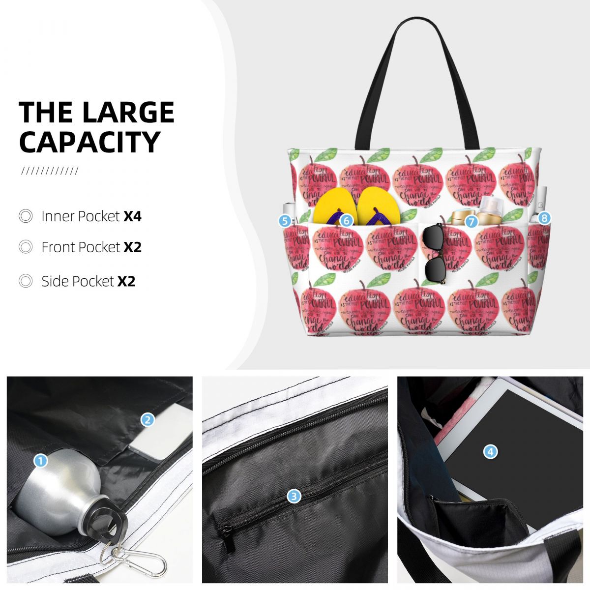 Teacher Quote Beach Tote Bag S - đánh giá và giá Yoga Fitness Teacher
