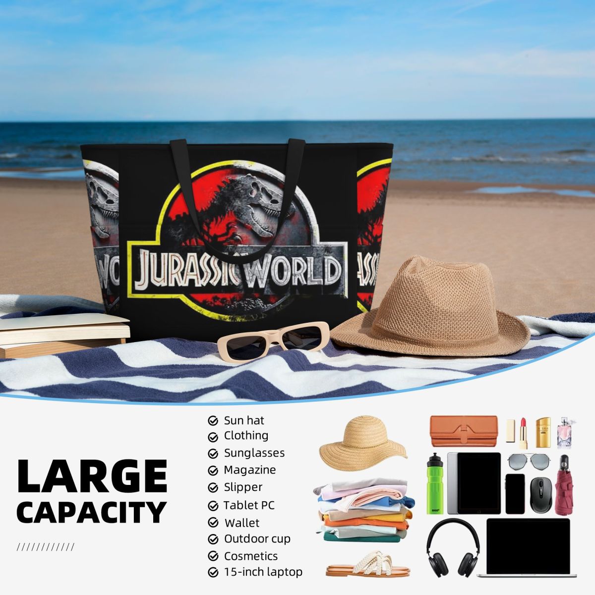 Jurassic World Beach Tote Bag  - đánh giá và giá Yoga Fitness World